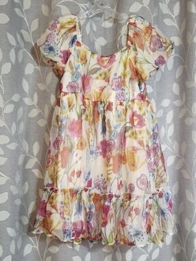 Umgee Floral Tiered Ruffle Dress size M